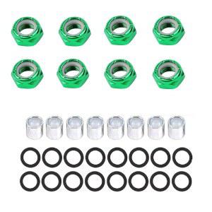 IMPORX 8피스 스케이트보드 트럭 컬러 너트 및 16피스 액슬 와셔 롱보드 하드웨어 키트용 정밀 스페이서
