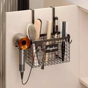 마거 헤어 드라이어 홀더 캐비닛 도어 3-in-1 접착 도구 정리함 벽걸이 조절 가능한 높이 싱크대 욕실 기기