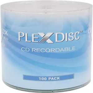 PlexDisc CD-R 700MB 52X 로고 상단 빈 디스크 - 100팩 음악 오디오 데이터 레코딩을 위한 쓰기 가능한