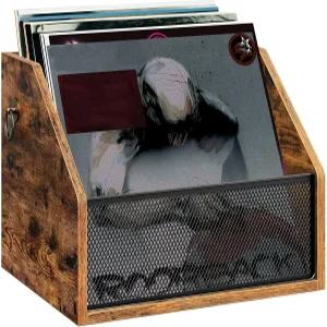 CHOEZON 비닐 레코드 보관 벽걸이 빈티지 디스플레이 홀더 앨범 상자 LP 선반 메탈 메시 전면 및 풀 링