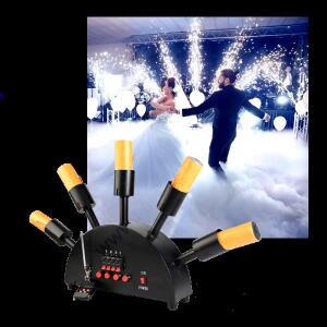 웨딩 스파클러 Dmx 제어 특수 장비 Dj 디스코 5 샷 팬 모양 원격 무대 분수 효과 파티 콜드 스파크 기계