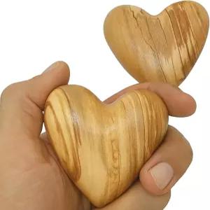 줄루프 대형 올리브 나무 하트 2.4인치 핸드 조각 종이 무게의 소박한 테이블 중앙 결혼식 장식 발렌타인