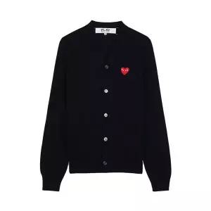 (꼼데가르송) FW25 공용 레드하트 와펜 가디건 AX N008 051 BLACK