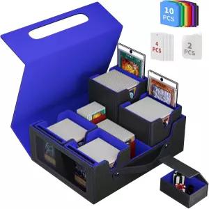 RZDWCTJ 카드 보관함 MTG 덱 박스 트레이딩 커맨더 500+양팔 TCG 스포츠 블랙 블루