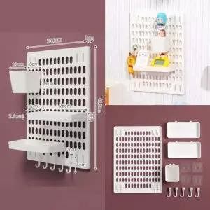 홈데코 접착식 페그보드 선반세트 욕실 주방 수납선반