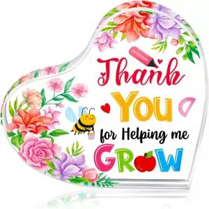 여성을 위한 교사 감사 선물 - 명판 하트 아크릴 종이 무게 연말 학생들