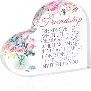 여성 베스트 프렌드 여동생을 위한 우정 플라크 선물 친구를 하트 모양 아크릴 사인 생일 베스티 오피스