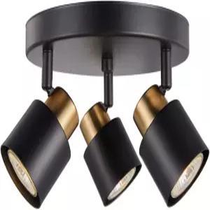 크래프로노스 3 라이트 트랙 조명 키트 매트 블랙 황동 마감 캐노피 모덴 플러시 마운트 천장 스포트라이트