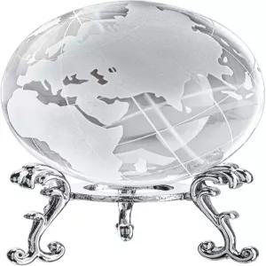 60mm 월드 글로브 크리스탈 어스 볼 종이 무게 스탠드 유리 구 디스플레이 홈 오피스 책상용 크리스마스
