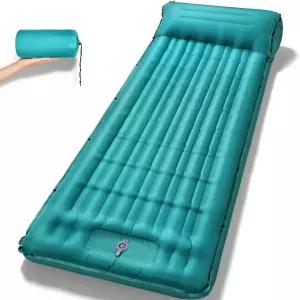 오라무스 캠핑 수면 패드 4.7인치 두께의 풍선 매트 8인치 베개 내장 풋 펌프 배낭 여행 텐트용 초경량