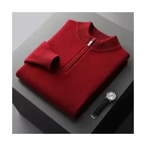 코아픽샵 남성 니트 울 캐주얼 이너 퓨어 반 보온 폴라 키작남 캐시미어 스웨터 집업 비즈니스 100% 꾹1