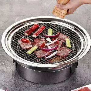 스테인리스 바비큐 화로대 야외 캠핑용 숯불 그릴 기름받이 포함