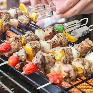 스테인리스 플랫 바베큐 꼬치 35cm 5p 세트 슬라이드형 캠핑 조리도구