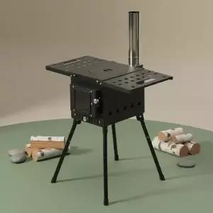 캠핑용 폴딩 화목난로 연통 포함 휴대용 장작 난로 스토브