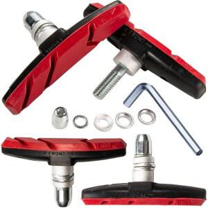 밴시호 V-브레이크 패드 세트, 산악 자전거 앞뒤 바퀴를 위한 육각 너트와 심이 장착된 2켤레 로드 바이크 브레이크 슈즈, 소음 없음, 스키드 도로용