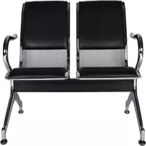 뷰노토이스 2인승 대기실 의자 - 무기 공항 접수대가 있는 벤치 손님 접수 PU 가죽 로비 블랙 마켓 뱅크