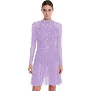 ACSUS 여성 피겨 스케이팅 드레스 반짝이는 발레 댄스 대회 긴 소매 리리컬 쉬폰 댄스웨어