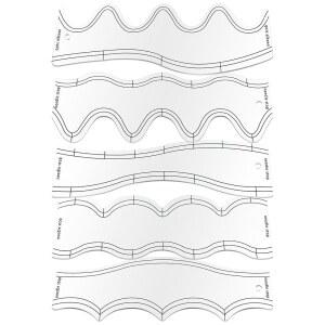 5개의 웨이브 퀼팅 자와 템플릿 세트, 퀼팅 자와 템플릿 기계 퀼팅 자유 운동 퀼팅 스텐실 파장 재봉 자를 위한 웨이브 자 아크릴 퀼팅 템플릿