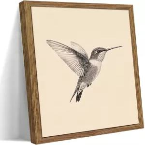 빈티지 우드 프레임 새 캔버스 액자 허밍버드 스케치 풍경화 농가풍 인테리어 벽장식