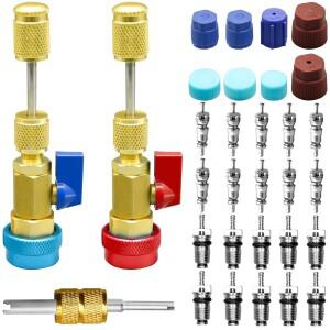 R134A 밸브 코어 퀵 리무버 설치기 냉매 에어컨 시스템용 고저압 도구 키트