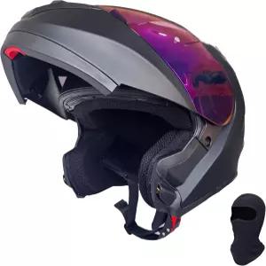 KRN 모터사이클 모듈형 플립업 헬멧 - 컬러 바이저 및 발라클라바가 포함된 DOT 승인 스트리트 레이싱