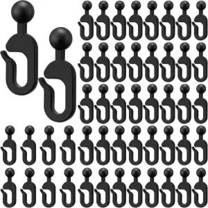 콜링밀 50팩 가제보 커튼 및 모기장용 플라스틱 후크 블랙 트랙 야외 호텔용 액세서리