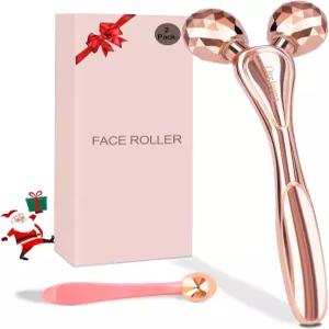 눈 피부 관리를 위한 3D 페이스 롤러 메탈 페이셜 마사지기 얼굴 조각 과샤 마사지 도구 여성용 방지 주름