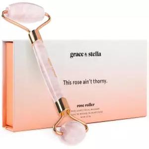 로즈 쿼츠 페이스 롤러 - 스킨 케어 스톤 림프 배액 퍼프니스를 위한 마사지 우아함과 스텔라를
