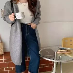 여성 4컬러 심플 모던 롱 니트가디건 간절기 봄 가을