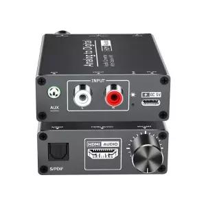 kiisdaa 아날로그-TOSLINK 디지털 광 오디오 및 HDMI 변환기 3.5mm AUX 잭 볼륨 조정 DVD PS4 사운드바용