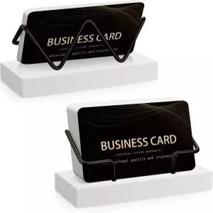 에이미힐 2피스 우드 명함 홀더 책상용 나무 디스플레이 스탠드 사무용 엽서 화이트 블랙