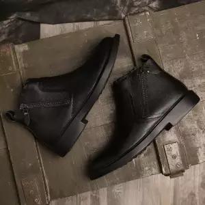 올요아 여자 키작녀 워커힐 워커부츠 앵클부츠 소가죽 라운드 지퍼 가죽 미들부츠 패션 빈티지 부츠 꾹5