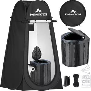 팝업 프라이버시 텐트가 있는 팬케이 휴대용 변기 X 대형 캠핑 야외 샤워 탈의실 즉석 세탁 가능한 접이식