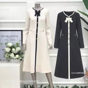 [미니멈]MD 라인 배색 버튼 플레어원피스 MD M1AGWO1950LE