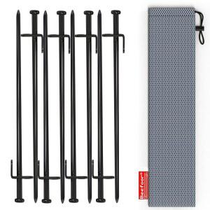 비푸어 헤비 듀티 스틸 텐트 스테이크 - 야외 캠핑 캐노피와 방수포를 위한 방수 페그 스테이크, 12인치 8/10/12PC