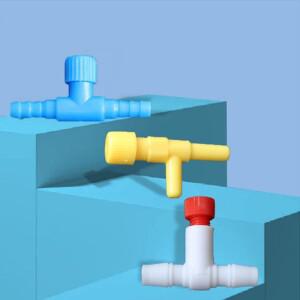 플라스틱 조절 밸브, 어항 산소 튜브 스위치 수족관 기관 TEE 1pc