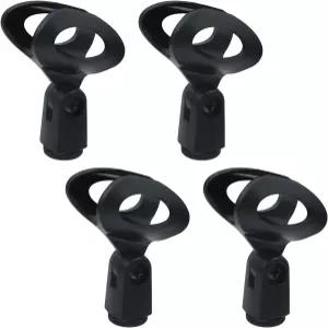 파스텔라 4Pcs 마이크 클립 고무 유연 홀더 휴대용 무선 조절 각도 검은색 달걀 모양 내경 범위 30-50mm