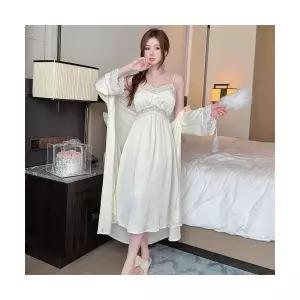 띠엔다 커플 잠옷세트 실내복 쿨링 슬립 가운 롱 투피스 잠옷 여름 스커트 패드 ADOR2