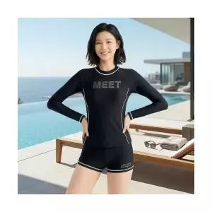 띠엔다 여성 수영복 레져 비키니 긴팔 여름 고탄력 슬림핏 수영장 트레이닝 스포츠 빅사이즈 ADOR2