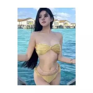 띠엔다 여성 수영복 레져 온천 여름 홀터넥 소매 비키니 ADOR2