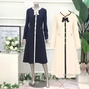 [미니멈]MD 라인 배색 버튼 플레어원피스 MD M1AGWO1950DV