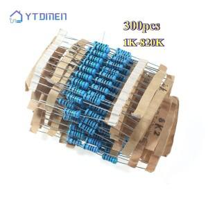 300PCS 1% 1K ~ 820K 금속 필름 저항기 분류 키트 1W 30 종류  10pcs DIY 전자 세트