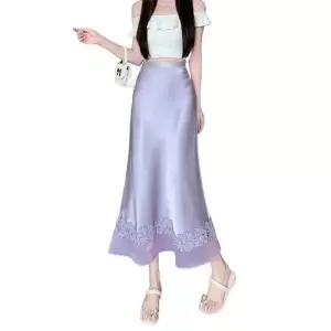 팔콘 스커트 치마 롱 여성용 여성 플리츠 A라인 영상 머메이드 슬림핏 새틴 쉬폰 레이스 하이웨스트 KKE1
