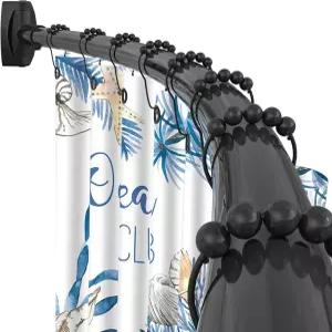 YNL 커브드 샤워 커튼봉 35-82인치 2.9-6.8피트 욕실 욕조용 매트 블랙 원형 방청 조절 가능한 아치형