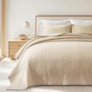 에버그레이스홈 코튼 새틴 퀼트 세트 퀸 사이즈 프리 워싱 채널 스티치 커버렛 침대 스프레드 사계절용