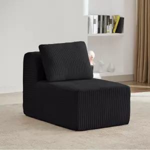 KIGOTY 모듈형 단면 소파 편안한 클라우드 거실용 암리스 뼈 없는 조립 필요 블랙