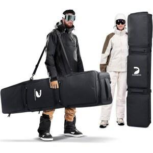 바퀴 달린 대시노아 방수 스키백 155CM 187CM에서 항공 여행용 더블 스노보드백 패딩 된 외부 수납 헬멧 부츠 고글 재킷 3종