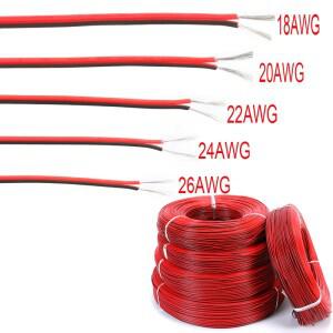 510 미터 1820222426 AWG 게이지 전선 주석 도금 구리 절연 PVC 연장 LED 스트립 케이블 빨간색 검정색