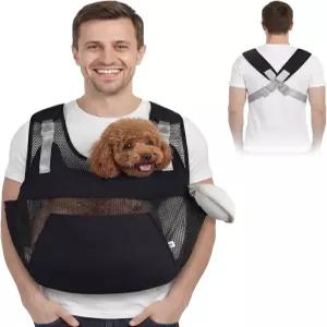 반려동물 슬링백 이동 가방 하단 하드 받침 포함 소형견 전용 통기성 메쉬 소재 앞가방형 캐리어 소프트