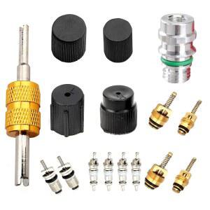 아이스케일 16 PCS 에어컨 밸브 코어 키트, 자동차 냉동 A/C 시스템 포트 씰 커버 수리 액세서리, 파이프라인 시트